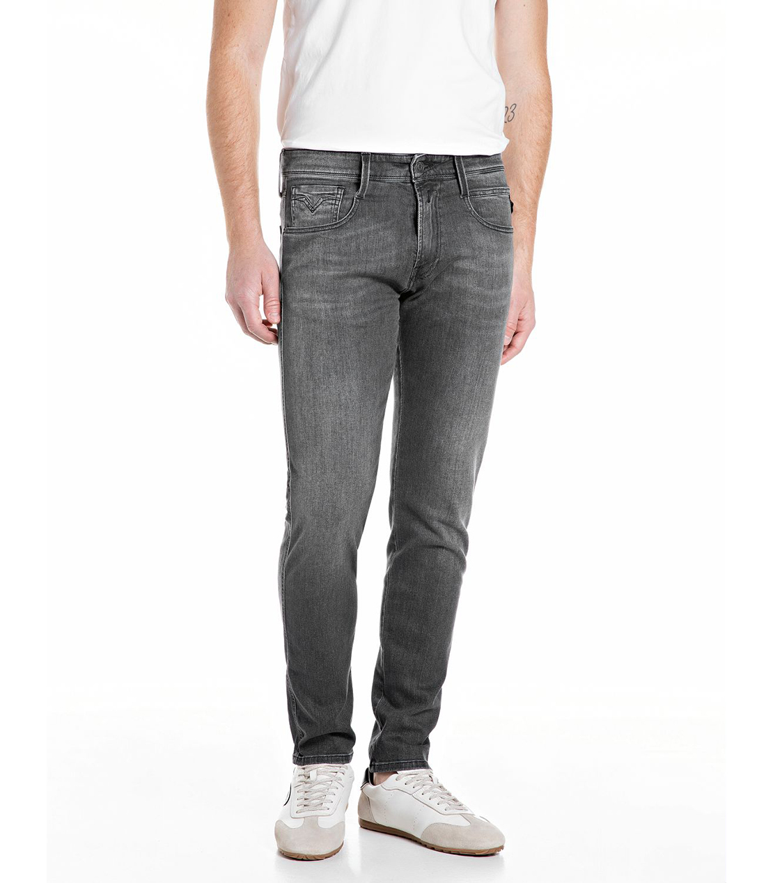 スリムフィットANBASS ブラックパワーストレッチデニム